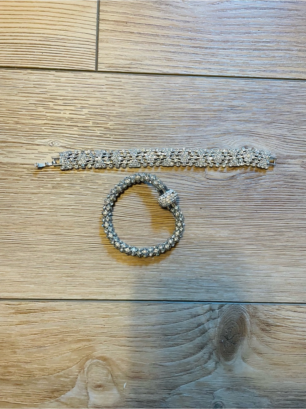 Rhinestone Crystal Bracelet Set - Silver Sparkle